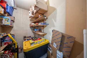View of storage room in garage