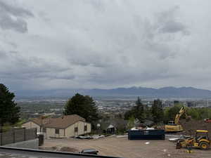 View of mountain background with nearby suburban area