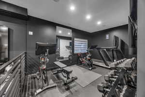 Exercise room with recessed lighting