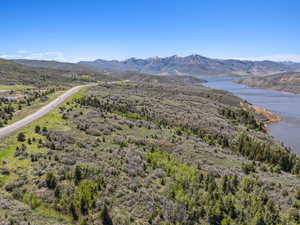 Drone / aerial view of a water and mountain view