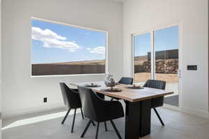 Dining area with baseboards