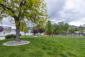 View of yard featuring a mountain view