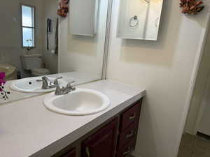 Bathroom featuring vanity and toilet