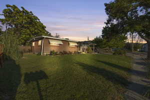 View of yard at twilight!