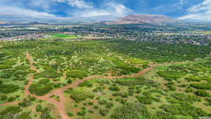 Bird's eye view of a mountain backdrop