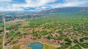 Aerial view of a mountainous background