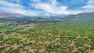 Drone / aerial view of a mountain backdrop