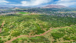 Aerial view of a mountainous background