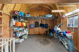 Large shed with loft storage space on both sides