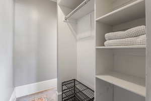 Walk in closet featuring carpet floors