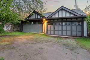 Detached garage with fence