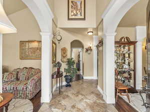 Entry- living room to the left and formal dining room to the right. Master straight ahead.