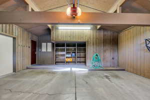 Large 2-car garage with extra storage and workspace