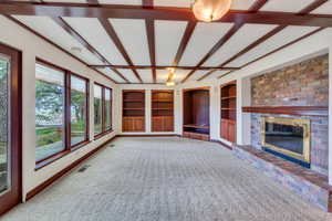 Basement family room with fireplace