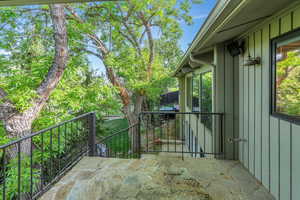 Balcony has stairs that lead to lower deck