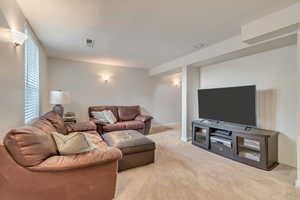 Living room with carpet flooring