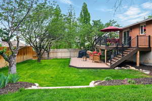 View of yard and amazing deck