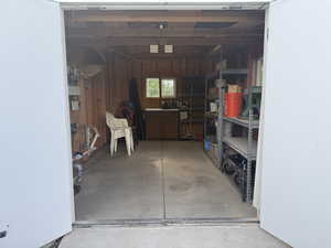 Storage room with a garage