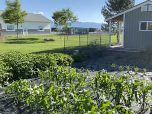 View of yard featuring a mountain view
