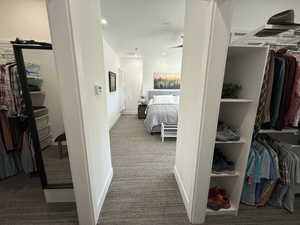 Spacious closet featuring carpet flooring