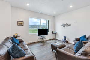 Living room featuring recessed lighting and wood finished floors