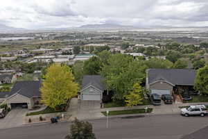 Aerial view of a mountain backdrop
