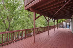 Wood deck recently repaired, strengthened, and painted.