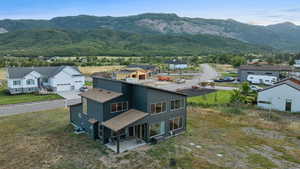 View of mountain background with nearby suburban area