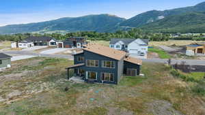 View of mountain background with nearby suburban area