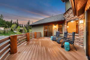 View of deck at dusk