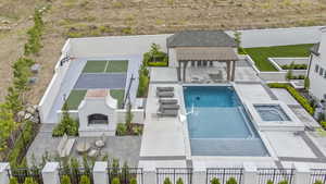 Bird's eye view of a pool