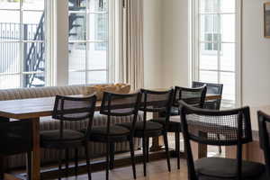 Dining area featuring wood finished floors