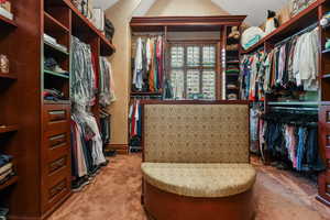 Spacious closet featuring carpet flooring