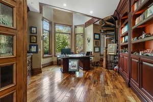 Office with spiral staircase