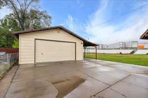 View of detached garage
