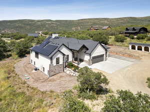 View from above of property featuring mountains