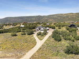 Aerial view of a mountainous background