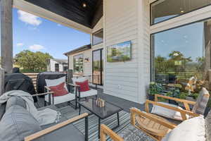 Wooden deck with a grill