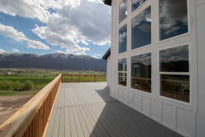 Wooden deck with a mountain view