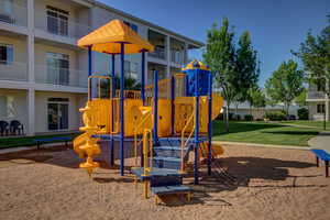 Community play area with a yard