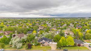 Aerial perspective of suburban area