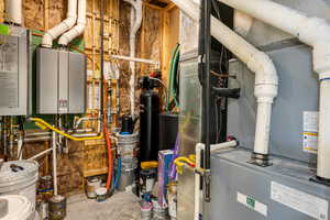 Utilities with heating unit and water heater
