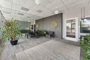 Building lobby featuring a drop ceiling
