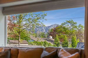 Balcony with a mountain view