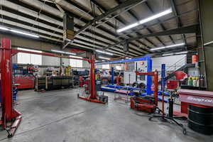 Garage with a workshop area