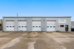 View of detached garage