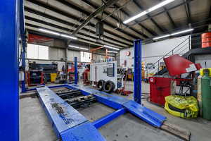 Garage with a workshop area