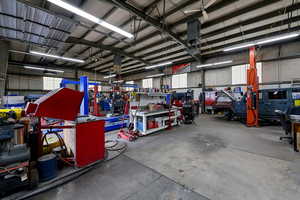 Garage with a workshop area