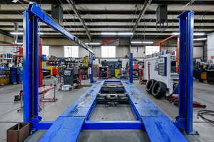 Garage featuring a workshop area