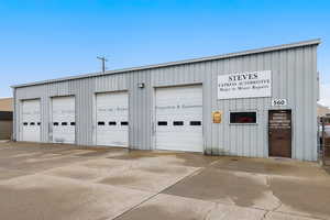 View of detached garage